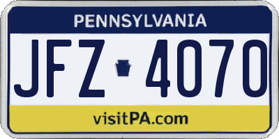 PA license plate JFZ4070