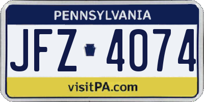 PA license plate JFZ4074