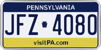 PA license plate JFZ4080