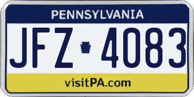 PA license plate JFZ4083