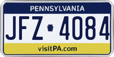 PA license plate JFZ4084