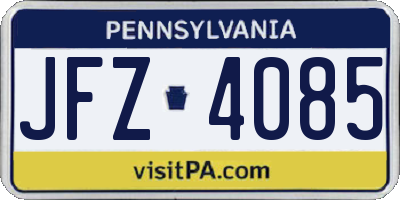 PA license plate JFZ4085