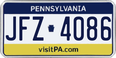 PA license plate JFZ4086