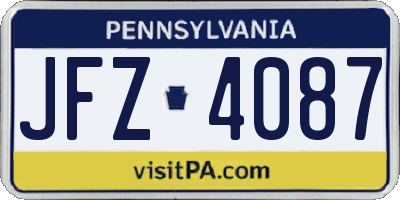 PA license plate JFZ4087