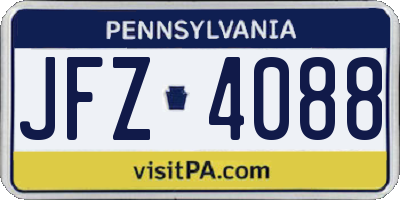 PA license plate JFZ4088