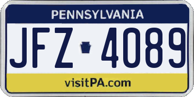 PA license plate JFZ4089