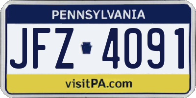 PA license plate JFZ4091