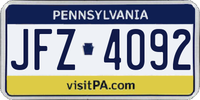 PA license plate JFZ4092