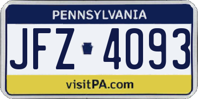 PA license plate JFZ4093