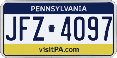 PA license plate JFZ4097