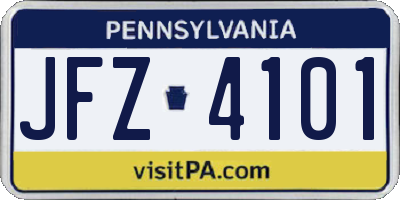 PA license plate JFZ4101