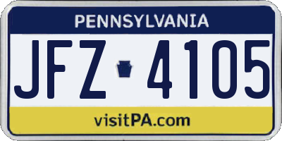 PA license plate JFZ4105