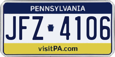 PA license plate JFZ4106