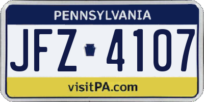 PA license plate JFZ4107