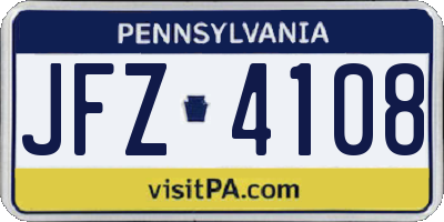 PA license plate JFZ4108