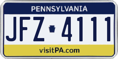 PA license plate JFZ4111