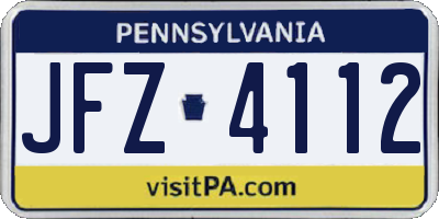 PA license plate JFZ4112