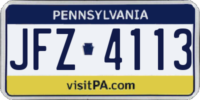 PA license plate JFZ4113