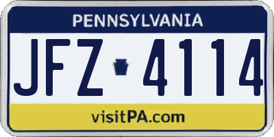 PA license plate JFZ4114