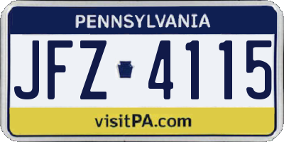 PA license plate JFZ4115