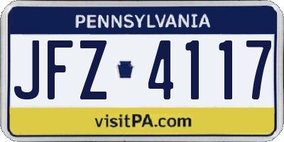 PA license plate JFZ4117