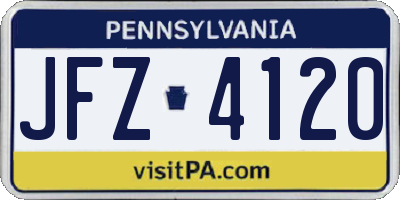 PA license plate JFZ4120
