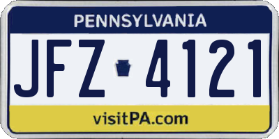 PA license plate JFZ4121