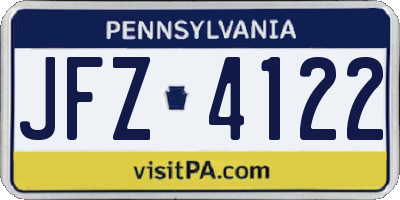 PA license plate JFZ4122