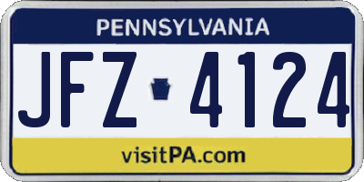 PA license plate JFZ4124