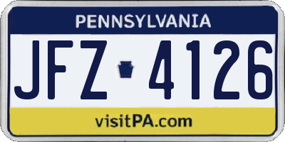 PA license plate JFZ4126