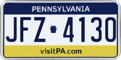 PA license plate JFZ4130