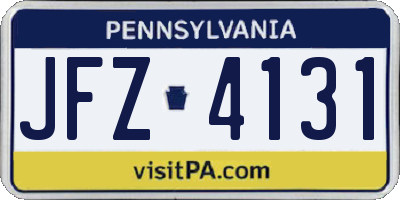 PA license plate JFZ4131