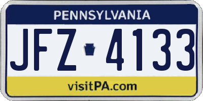 PA license plate JFZ4133
