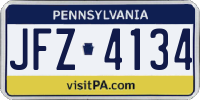 PA license plate JFZ4134