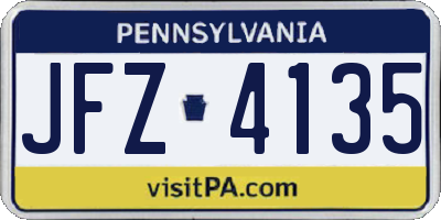 PA license plate JFZ4135