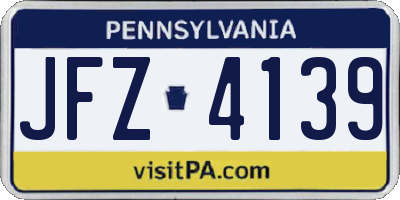 PA license plate JFZ4139