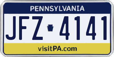 PA license plate JFZ4141