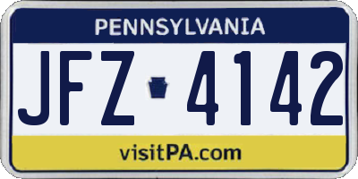 PA license plate JFZ4142