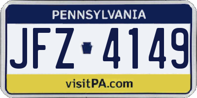 PA license plate JFZ4149