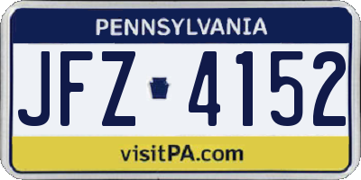 PA license plate JFZ4152