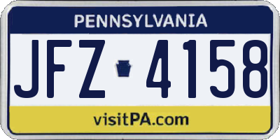 PA license plate JFZ4158