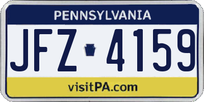PA license plate JFZ4159