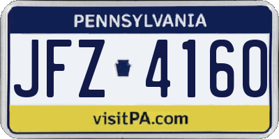 PA license plate JFZ4160
