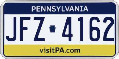 PA license plate JFZ4162