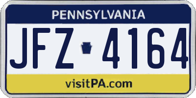 PA license plate JFZ4164