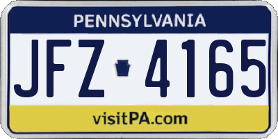 PA license plate JFZ4165