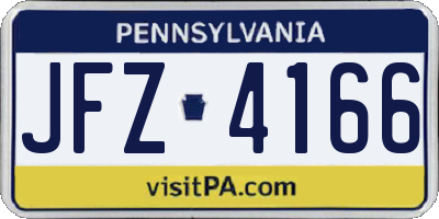 PA license plate JFZ4166