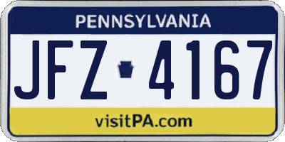 PA license plate JFZ4167
