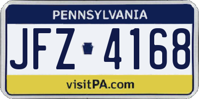 PA license plate JFZ4168