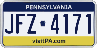 PA license plate JFZ4171